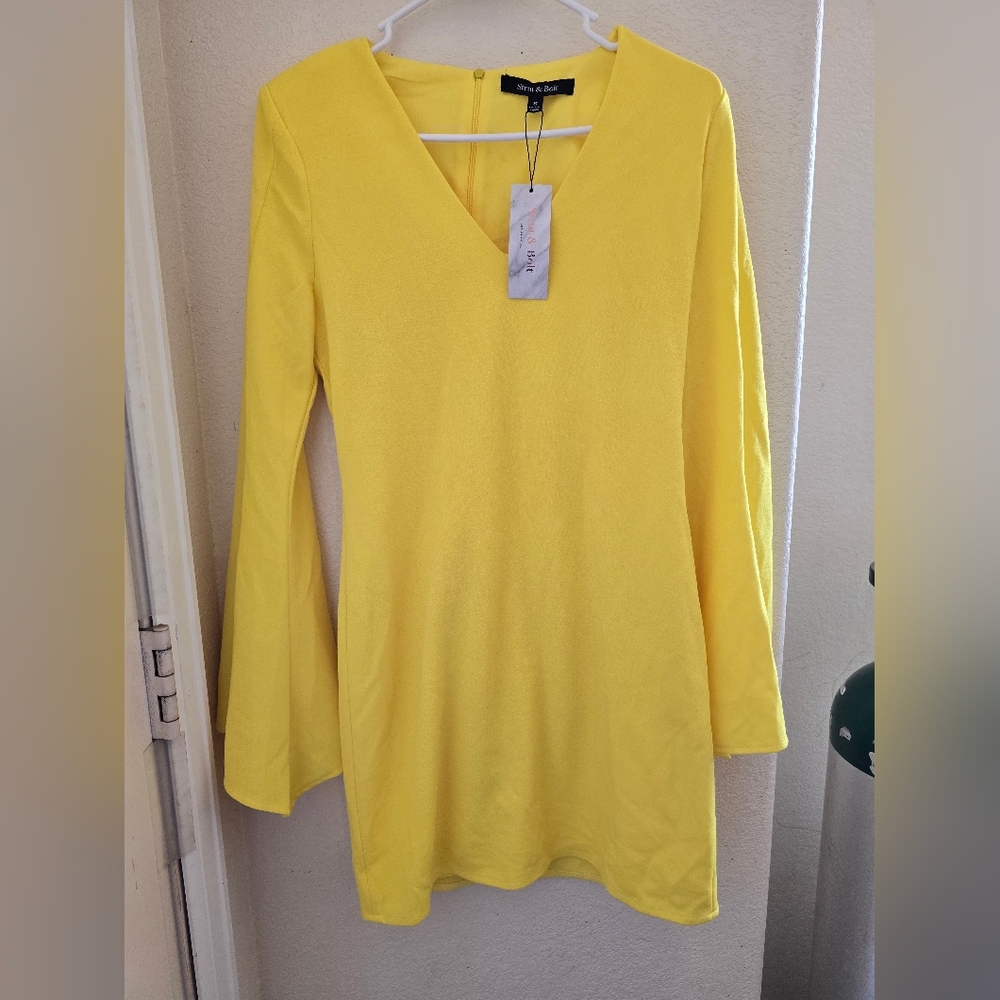 NWT Strut & Bolt Yellow Bell Sleeve Mini Dress | S